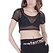 Weixinbuy Women's Short Sleeve See Through Mesh Beach Shirt Black