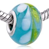41Xai3H8x L. SL160  Murano Glass Bead White And Yellow Leaf Fit Pandora Bead Charm Bracelet