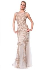 Mermaid Crystal Crystals Lace Beaded Applique Chiffon/Taffeta/Tulle Prom Dress/Quinceanera Dress 