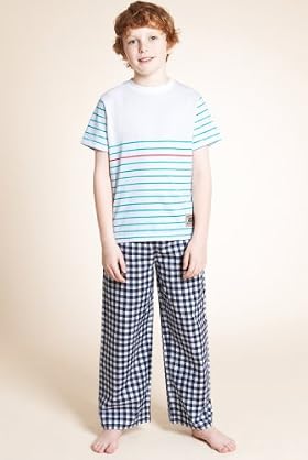 3 Piece Older Boys' Autograph Pure Cotton Striped Pyjamas