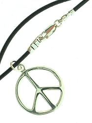 Beautiful! Non-Tarnish Nickel Free Sterling-silver Peace Sign Leather Rope pendant/necklaces