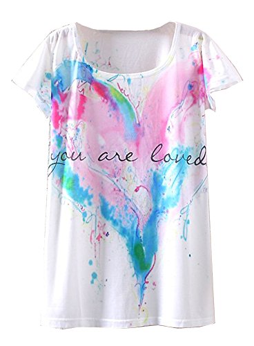 KaiTingu Women's Short Sleeve Heart Love Graphic Print Vintage T Shirt