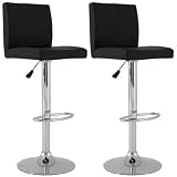 2x Moderner Polster Barhocker, PU-Leder, schwarz