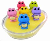 Iwako Japanese Erasers In A Mini Bento Box - 6 Color Frogs