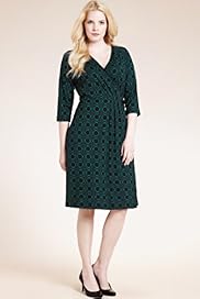 Plus Spirograph Print Mock Wrap Dress