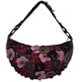 Multi Colored Flowers on Military Green Yen Linh Western Flower Suede Mini Hobo