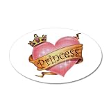 38.5x24.5O Wall Vinyl Sticker Princess Crowned Pink Heart