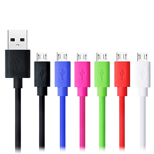 OKRAY 6 Pack 6.6ft High Speed Durable PVC Micro USB 2.0 A Male to Micro B Sync and Charging Cables Charger for Android, Samsung Galaxy, HTC, LG, NOKIA Lumia, Blackberry, Google Nexus, Sony (6 Pack)
