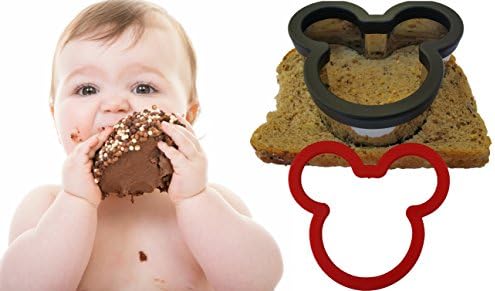 Cookie Cutters Cushioned Shape Set for Baby, Mom, Kids, Adults - Smarter Trend 2 Shapes Black and Red - Round Comfort Grip - Best Gift for Cookies, Sandwich, Christmas, Halloween, Bakeware, Food, Bread, Treats