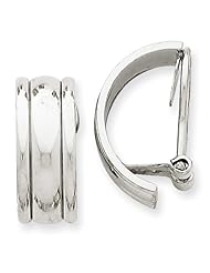 14k White Gold Polished Non-pierced Omega Back Earrings