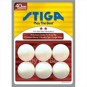 Stiga T0620 2-Star Table Tennis Balls, 6-Pack (White)
