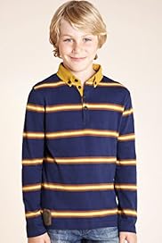Pure Cotton Long Sleeve Striped Polo Shirt