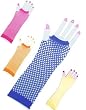 New Blue 80s Punk Rock Fishnet Fingerless Long Gloves