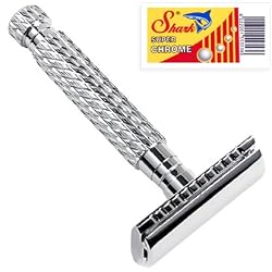Parker 94R "Hefty" Double Edge Safety Razor & 10 Shark Super Chrome Blades
