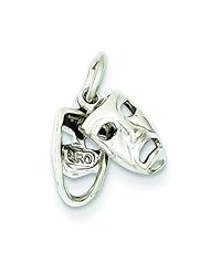 14K White Gold Comedy Tragedy Charm Drama Mask Jewelry