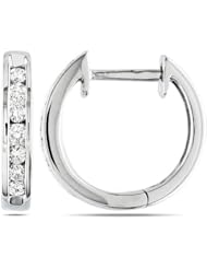 10k White Gold Diamond Earrings (0.064 Cttw, G-H Color, I2-I3 Clarity)
