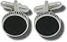 Geoffrey Beene Polished Nickel Black Epoxy Cufflinks with Chainlink design Trim