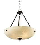 Landmark 66322-4 Restoration 4-Light Pendant, 24-Inch, Aged Bronze with Scavo White Glass