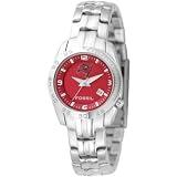 Fossil Women's NFL Buccaneers NFL1150 Silver Stainless-Steel Analog Quartz Watch with Red Dial