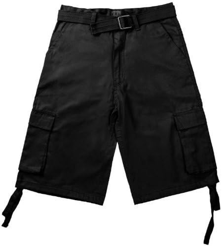 North 15 Men's Belted Crafted Cargo Pockets Twill Cotton Shorts