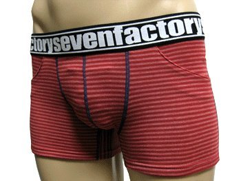 (セブンファクトリー)sevenfactory レーヨンボーダー/レッド ボクサーパンツ
