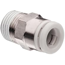 SMC KQ2H06-01NS Nickel Plated Brass Push-to-Connect Tube Fitting with Sealant, Adapter, 6 mm Tube OD x 1/8" BSPT Male