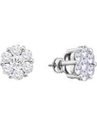 0.50CTW ROUND DIAMOND FLOWER LADIES EARRINGS