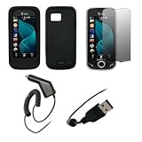 41XbKZpw DL. SL160  Premium Black Soft Silicone Gel Skin Cover Case + Crystal Clear Screen Protector + Rapid Car Charger + USB Data Sync Charge Cable for Samsung Mythic A897