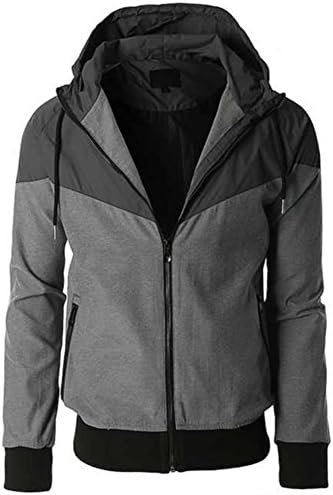 Mens Zip up Wind Breaker Hooded Jacket Hoodie Hip Hop Urban Wear Fitted (XXL - 2XL - 2X, Charcoal Grey)