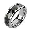 Spikes Mens Tungsten Carbide Black IP Spinner Ring