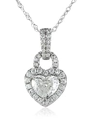 White-Gold Diamond Heart Pendant Necklace (1cttw, G-H Color, I1-I2 Clarity), 17"