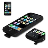 New Fashionable Perfect Fit Soft Silicon Gel Protector Skin Cover (Faceplate/Snap On) Rubber Cell Phone Case with Screen Protector for Apple iPhone 3G 8GB 16GB / 3GS 16GB 32GB AT&T - Black