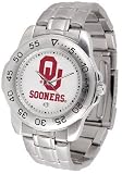 Oklahoma Sooners Suntime Mens Sports Watch w/ Steel Band - NCAA College Athletics
