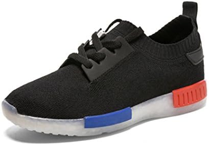 MINMAI Men&amp;Women's Fashion 7 Colors Light UP Sneakers,USB Charging LED Fashing Shoes (US 11 D(M) Men, black/black)