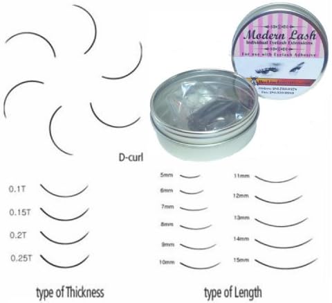 Modern Lash EyeLash Extensions D - Curl Lashes .15mm Thick 1.0 gram Choose Length (15mm Long)