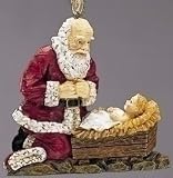 lub Pack of 12 Carved Kneeling Praying Santa & Christ Christmas Ornaments