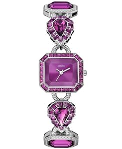 Guess Watch, Women's Purple Crystal-accent Silver-tone Bracelet U0222L4