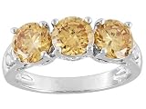 4.19CTW BELLA LUCE CHAMPAGNE DIAMOND SIMULANT PLATINUM OVER STERLING SILVER 3-STONE RING