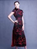 Red Chinese Dragon Silk Brocade Qi Pao