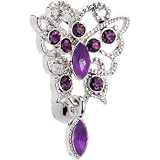 Amethyst Purple Scintillating Butterfly Belly Ring