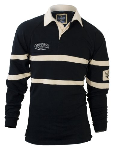 Guinness Men's Black & Cream Traditional Rugby Shirt