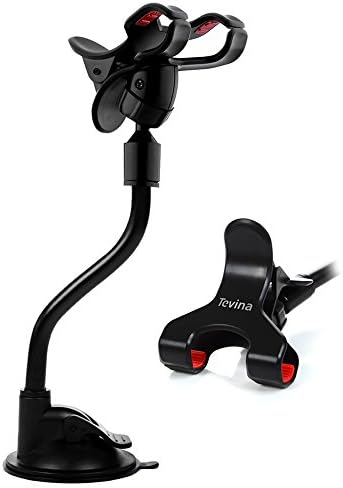Car Mount, Tevina Universal Long Arm 360 Rotation Windshield Car Mount Cradle Holder System For iPhone 6/6s, 6 Plus/6s Plus, iPhone SE, 5/5s/5c, Galaxy S7/S7 Edge, S6/S6 Edge, Motorola, Sony, HTC