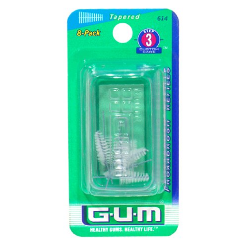 GUM Proxabrush Refills, Tapered, Step 3, 8-Count Packages (Pack of 6)