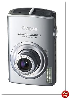 Canon PowerShot SD870IS 8MP Digital Camera with 3.8x Wide Angle Optical Image Stabilized Zoom (Silver)