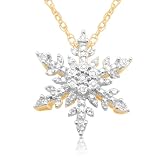10k Yellow Gold Diamond Snowflake Pendant (1/10 cttw, I-J Color, I2-I3 Clarity), 18