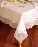 Special Christmas White with Silver Bell Table Cloth / 64" Round