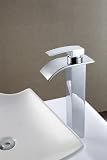 Single Handle Waterfall Bathroom Vanity Sink Centerset Lavatory Faucet, Tall Chrome