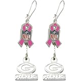 LogoArt Green Bay Packers Breast Cancer Awareness Pink Ribbon Earrings
