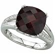 14Kt White Gold Checkered Board Garnet and Diamond Fashion Ring