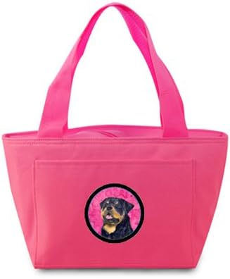 Caroline's Treasures SS4800-PK-8808 Pink Rottweiler Lunch Bag Insulated Lunch Box Tote Bag for Women Adult Men, Reusable, Large, Multicolor